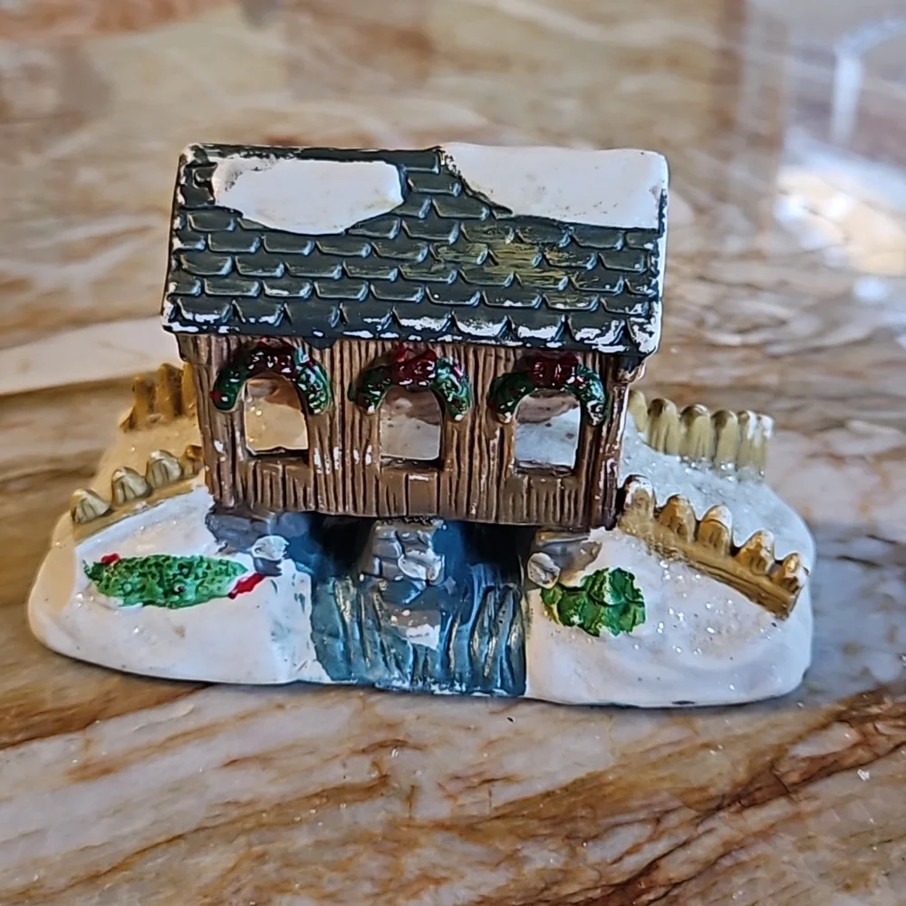 Christmas Village snowy covered bridge